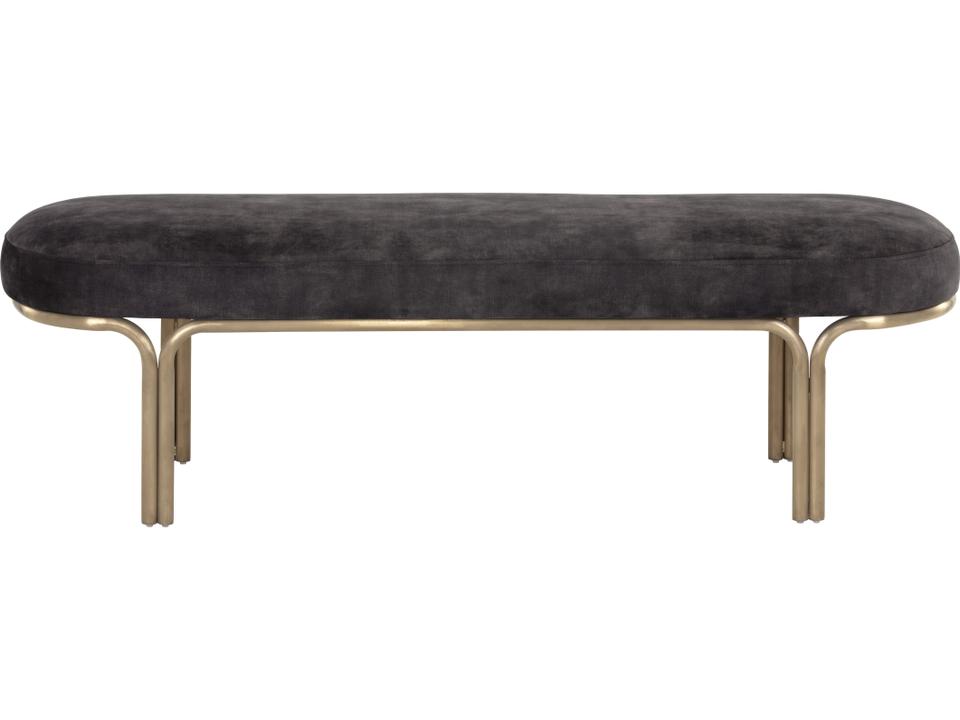 Gwen Oval Upholstered Bench with Gold Iron Frame