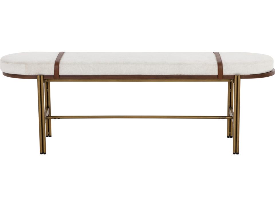 Elaine Performance Fabric Accent Bench in Polo Club Muslin White
