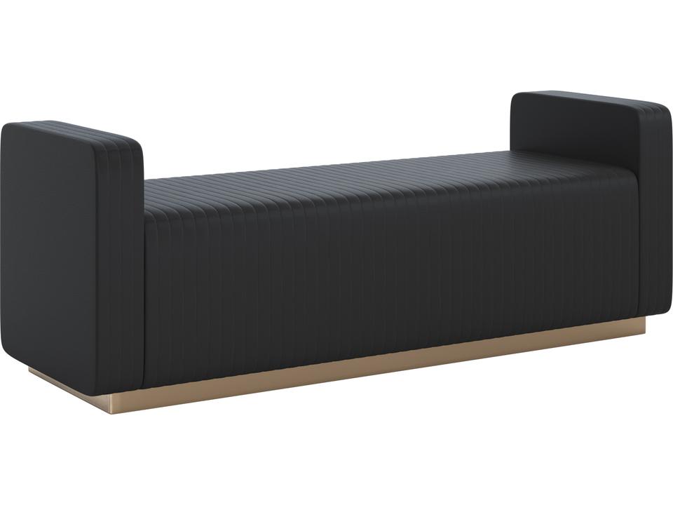 Odette Bench Maven Black Faux Leather Accent Bench with Antique Brass Base