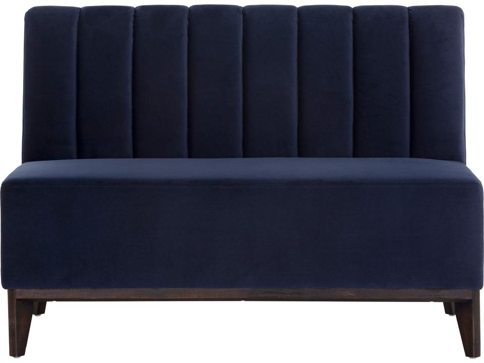 Kosovo Abbington Navy Fabric Loveseat with Brown Birch Wood Legs