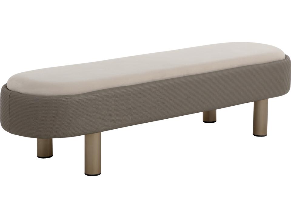 Odella Meg Taupe and Porcini Taupe Bench with Stainless Steel Legs