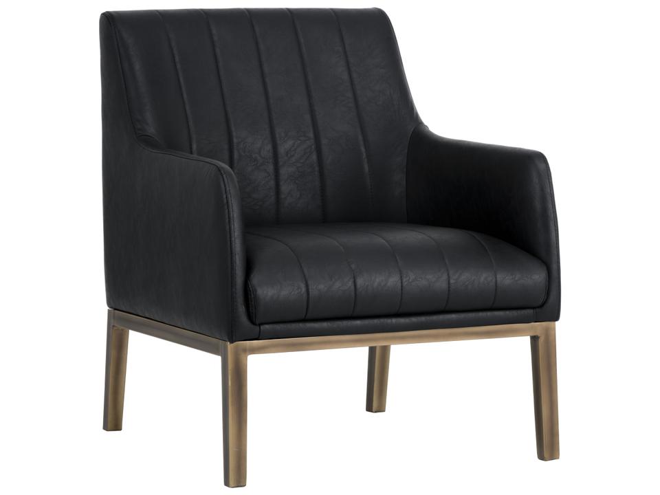 Wolfe Retro Lounge Chair in Bravo Black Faux Leather