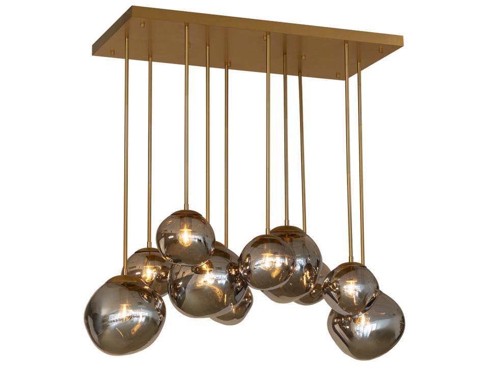 10-Light Dionis Chandelier in Rectangular with Brushed Gold Finish