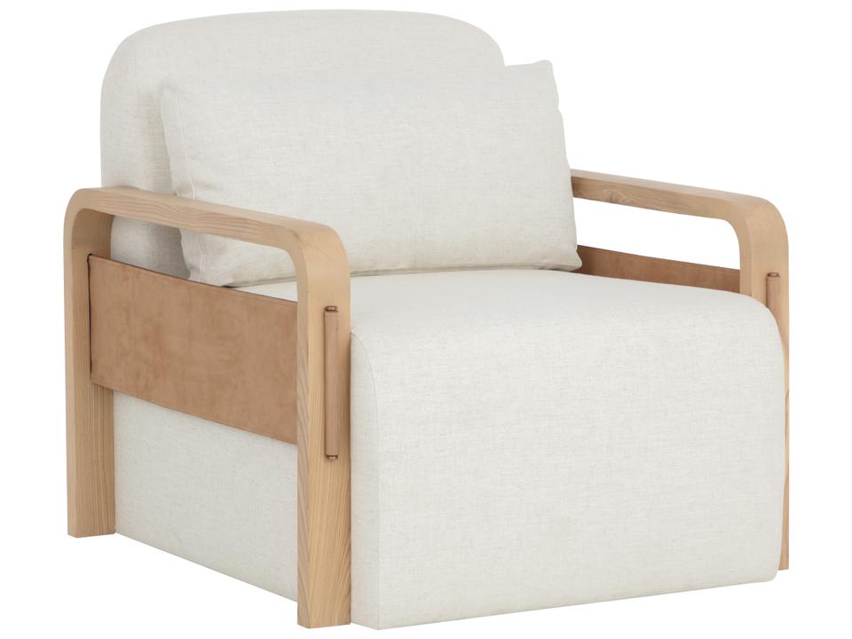 Otso Swivel Lounge Chair in Geralt Linen and Nubuck Tan Leather