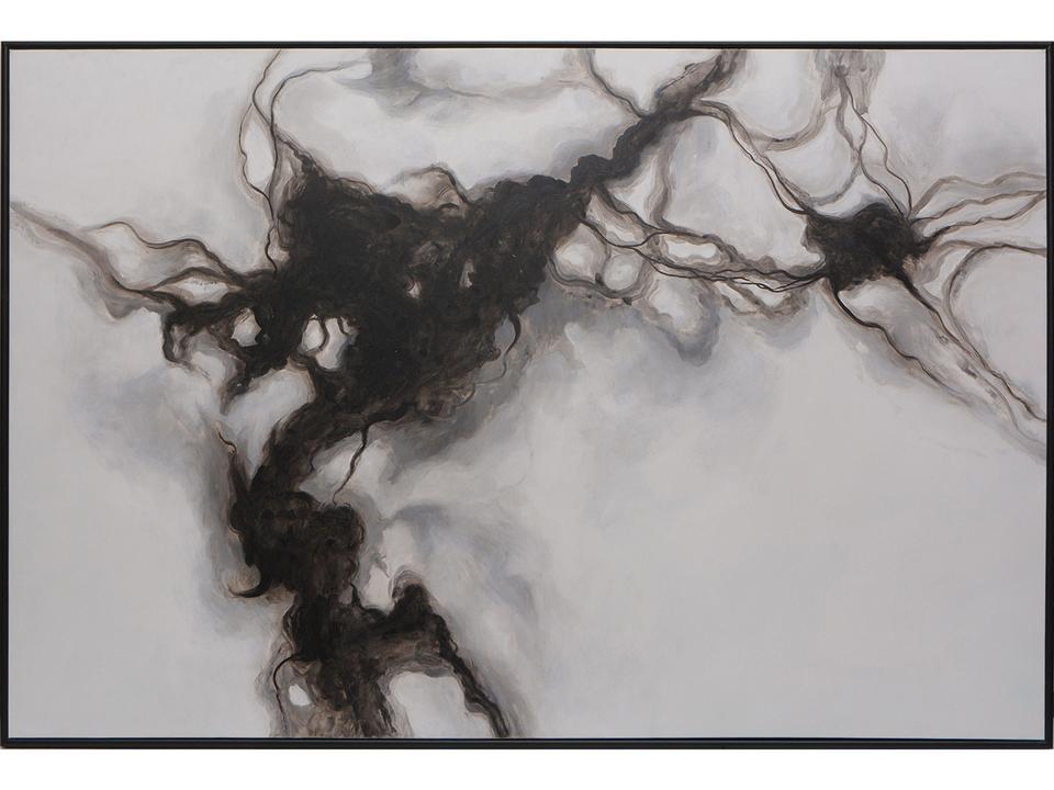 Smoke Screen Greyscale Canvas Wall Art with Black Floater Frame