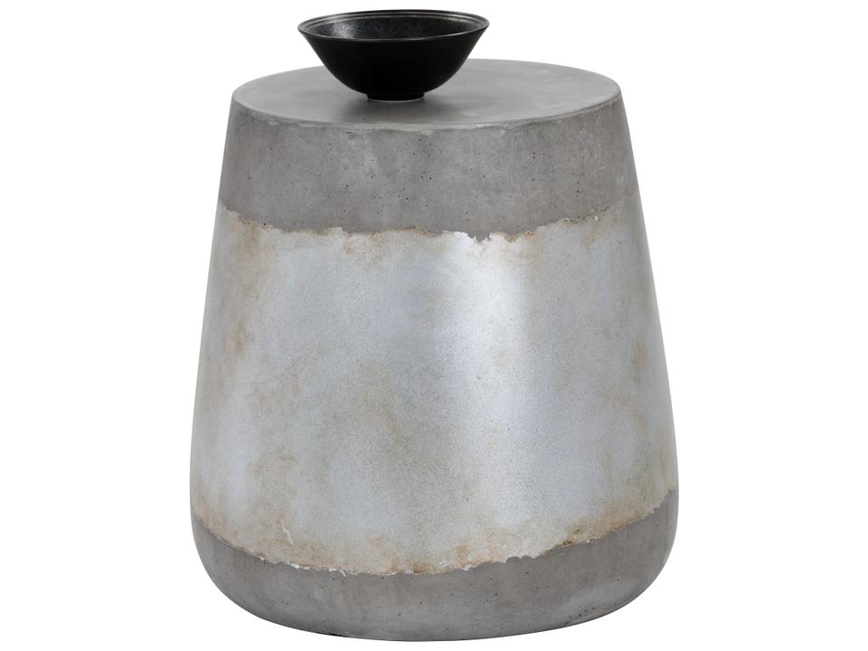 Solterra Aries Concrete Round End Table with Silver Accent