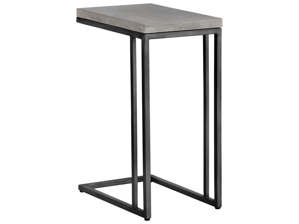 Solterra Sawyer Concrete Top Steel Rectangular End Table in Black