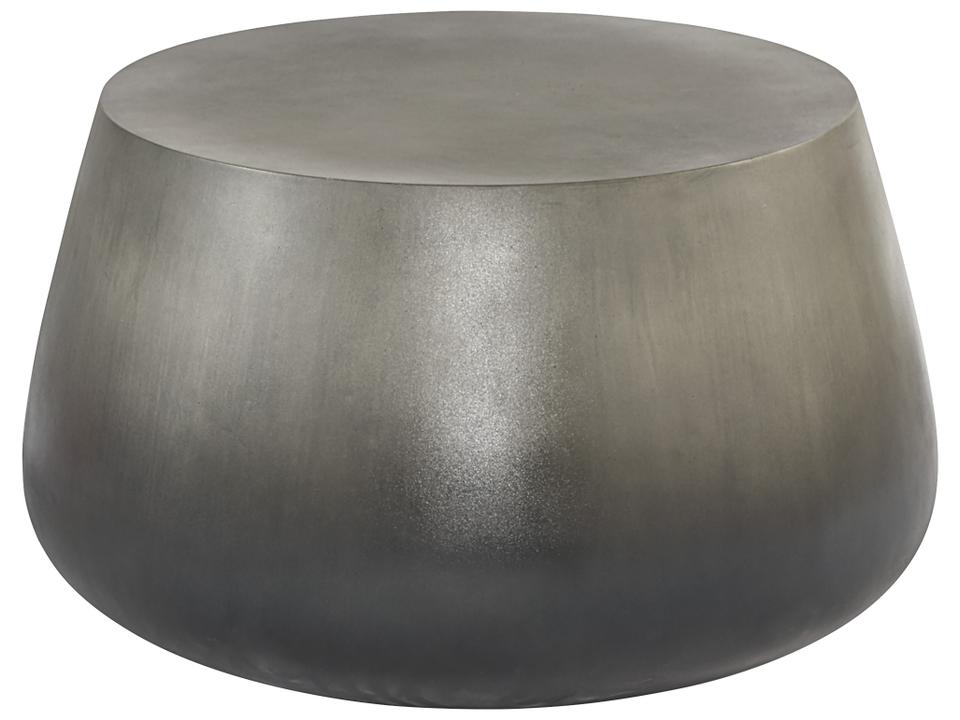 Solterra Aries Round Concrete Coffee Table in Silver Black Ombre