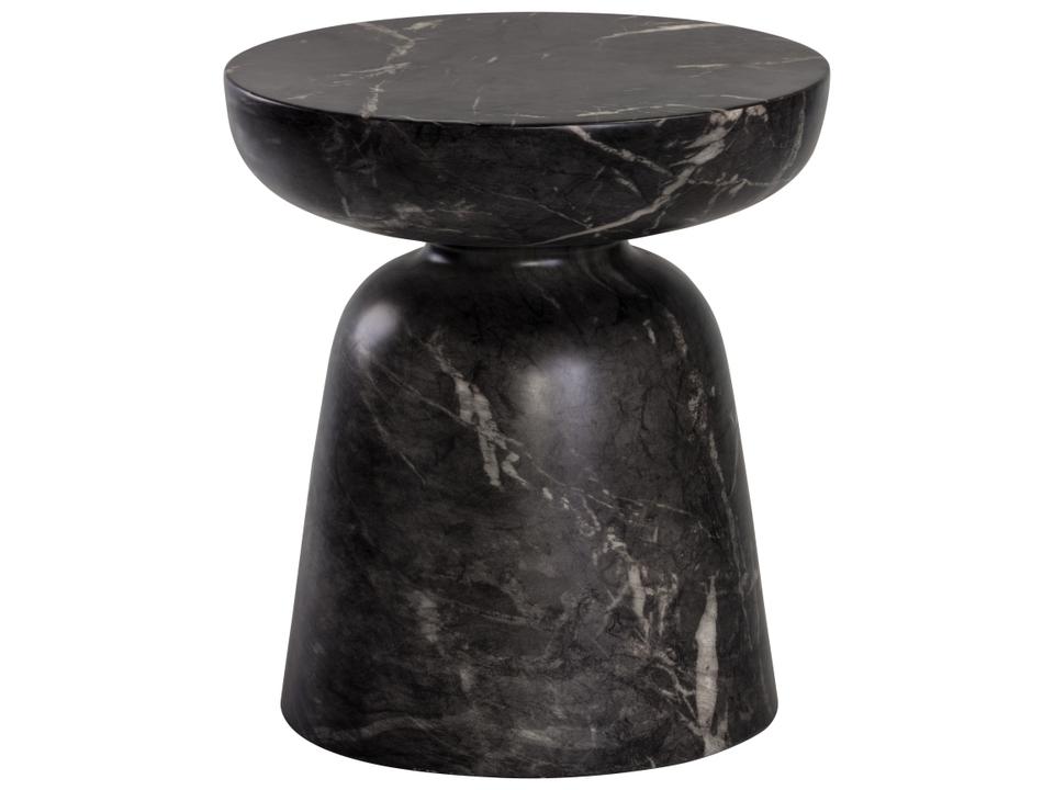 MIXT Lucida Concrete Marble Look Round End Table in Black