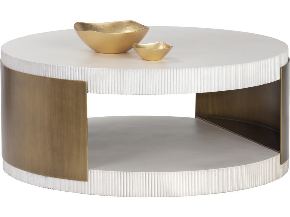 Solterra Cavette Round Concrete Top Coffee Table with Steel Base