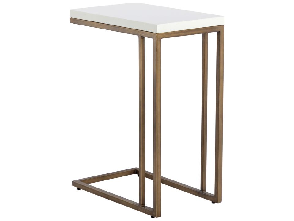 Solterra Sawyer Rectangular End Table with Concrete Top in Antique Brass