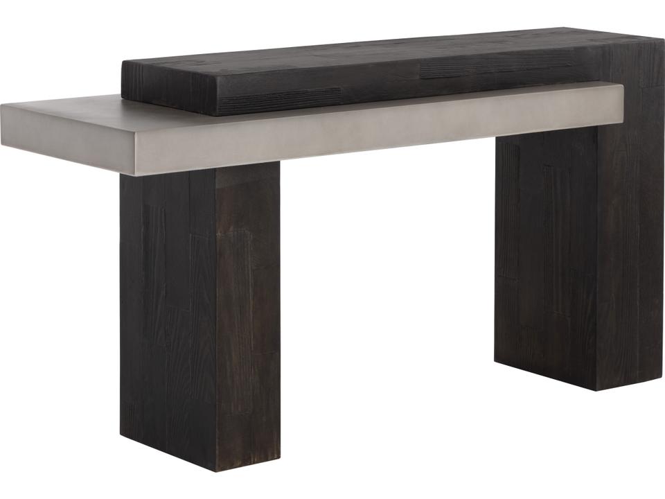 Herriot Rectangular Concrete Console Table in Dark Brown