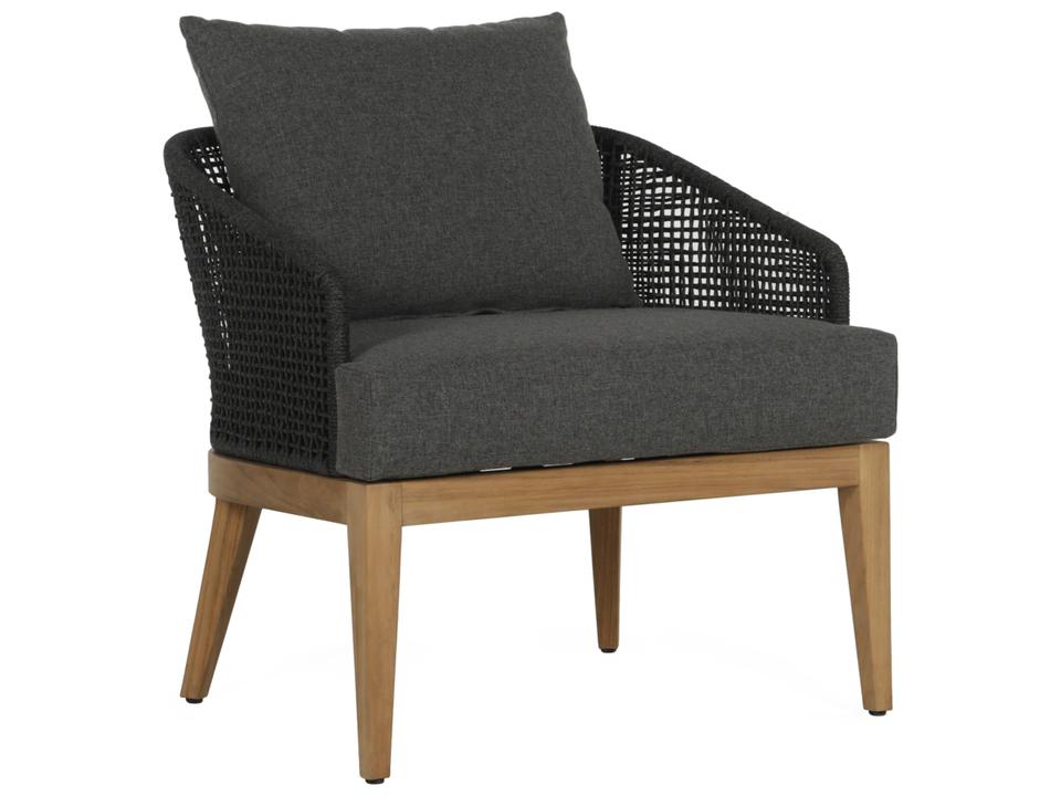 Capri Lounge Chair with Teak Wood Frame and Olefin Cushion in Gracebay Grey