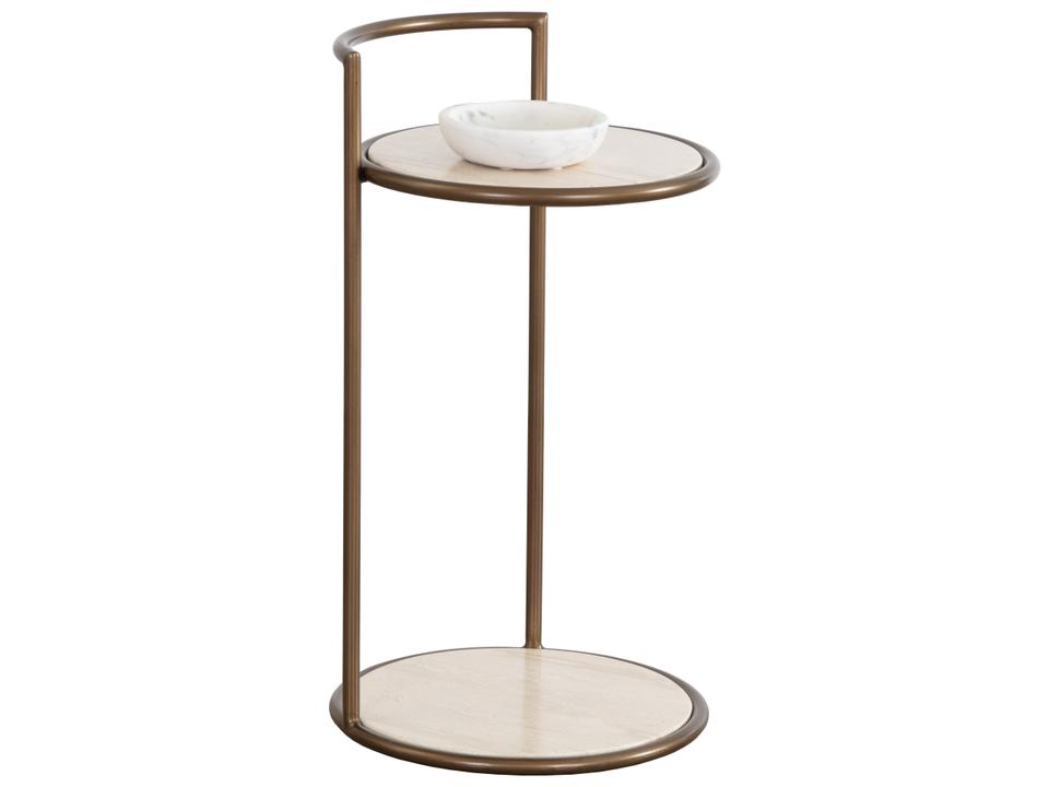 Parga Steel Round End Table with GFRC Top Rustic Bronze