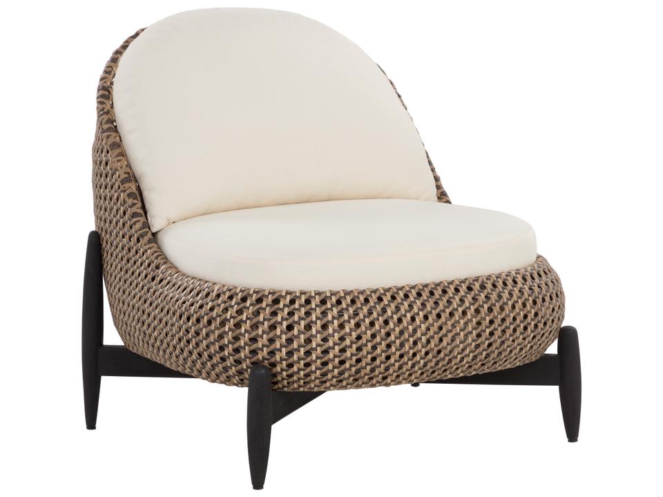 Carilo Lounge Chair with Teak and Wicker in Stinson Cream