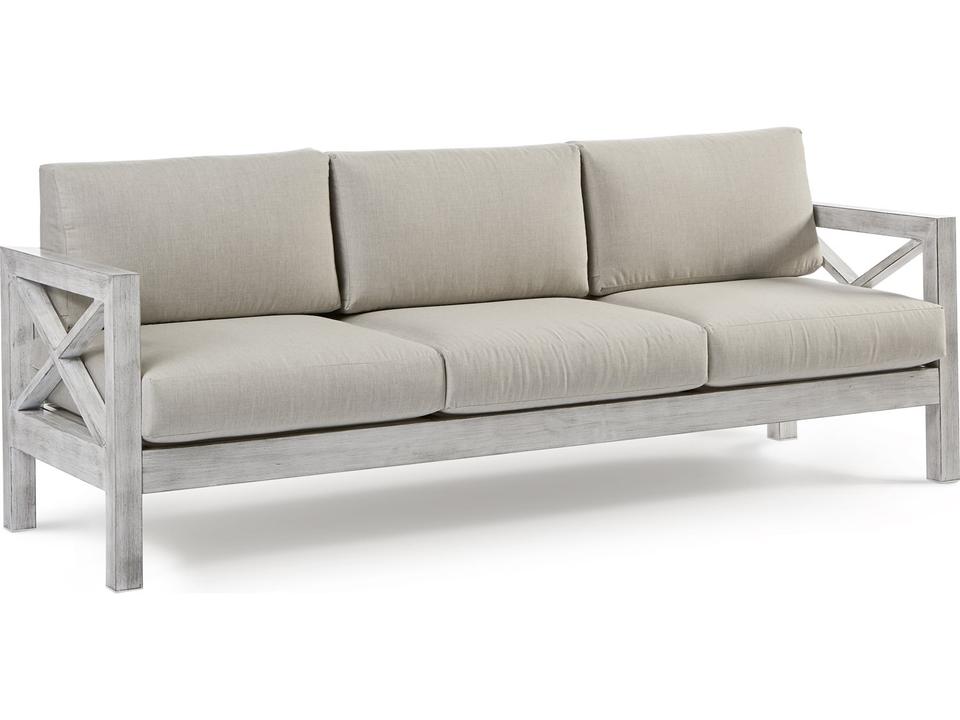 Farlowe 3-Seat Brushed White Aluminum Outdoor Sofa