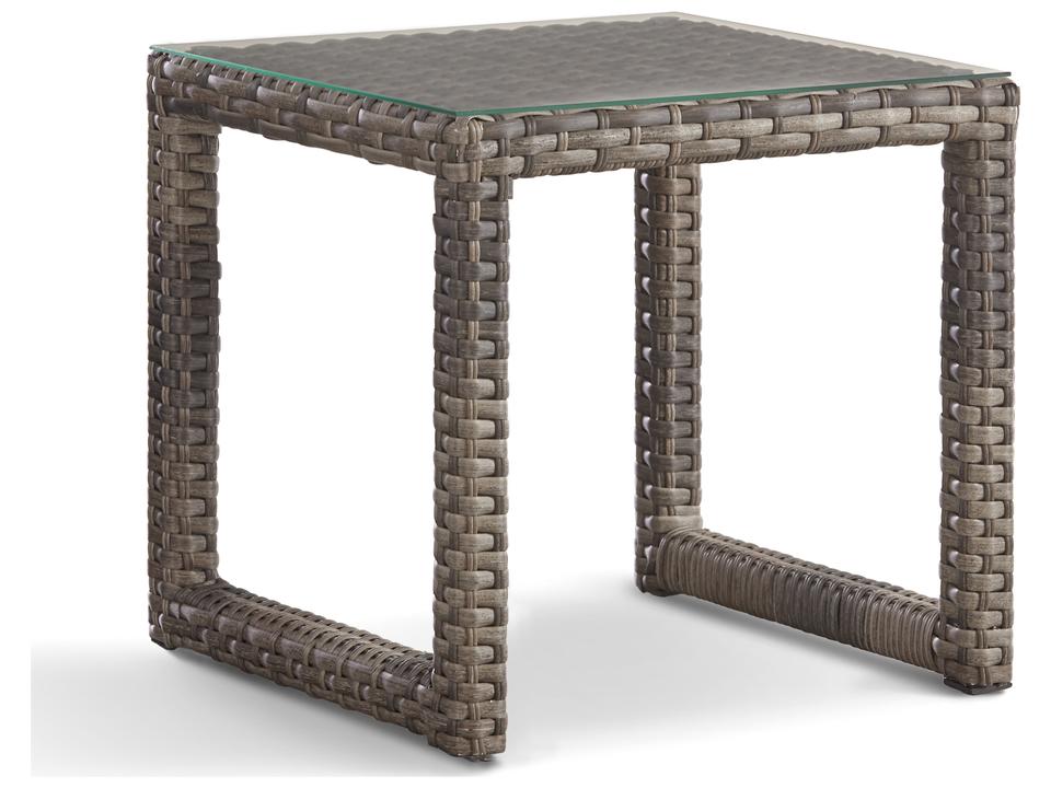 New Java Square End Table with Glass Top in Sandstone