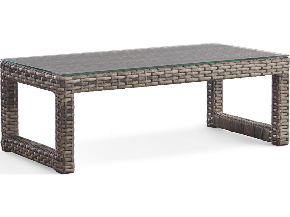 New Java Rectangular Glass Top Coffee Table in Sandstone
