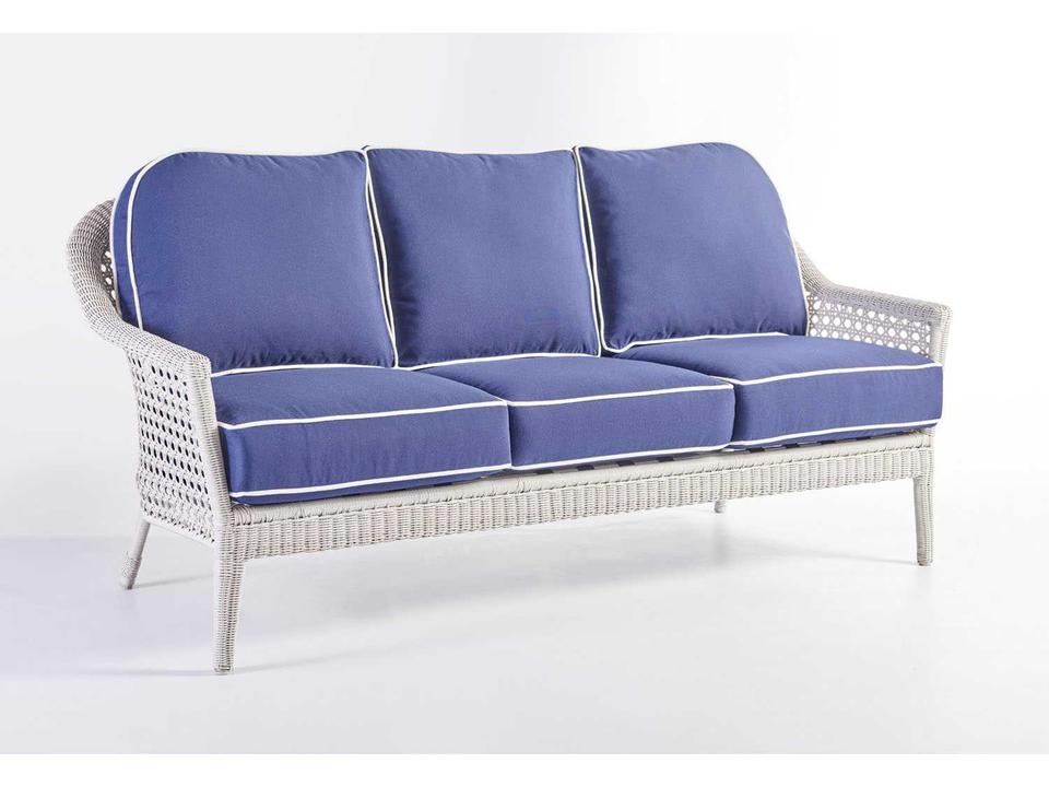 Monaco Wicker Patio Sofa with Aluminum Frame in Rustic White