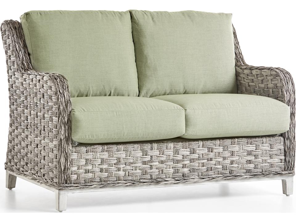Grand Isle Outdoor Wicker Loveseat in Soft Granite