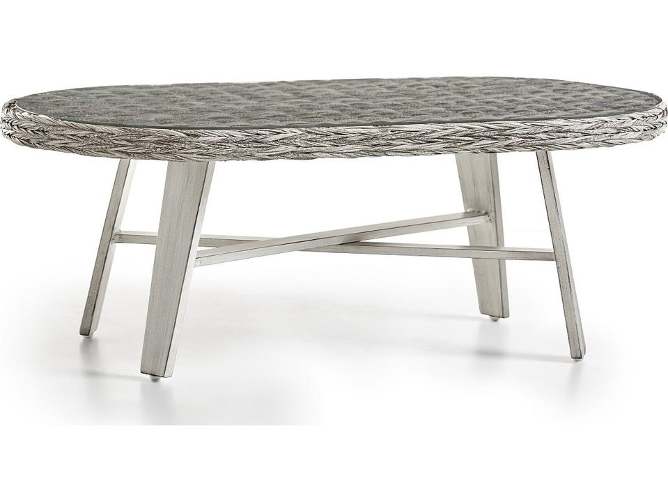 Grand Isle Wicker Oval Glass Top Outdoor Coffee Table