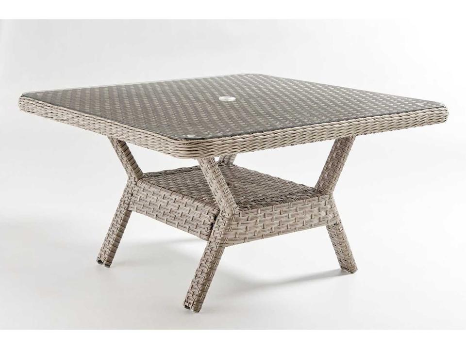 Mayfair 48-Inch Square Glass Top Dining Chat Table in Pebble