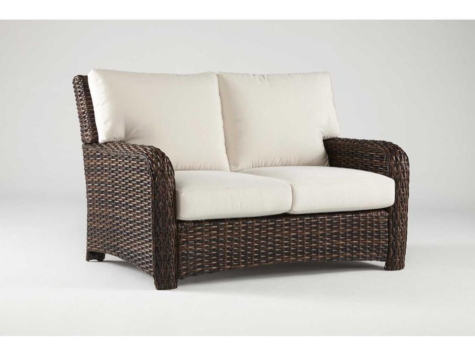 St Tropez Outdoor Wicker Loveseat in Stone Finish