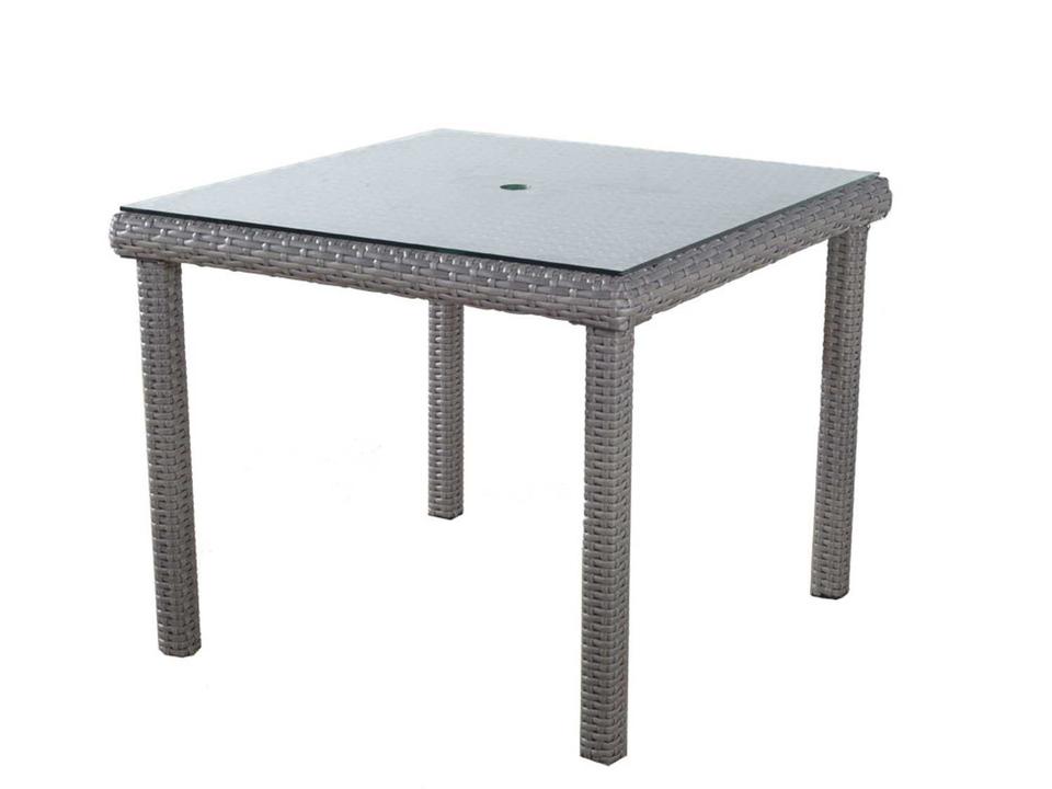 St Tropez Wicker Square Dining Table with Tempered Glass Top