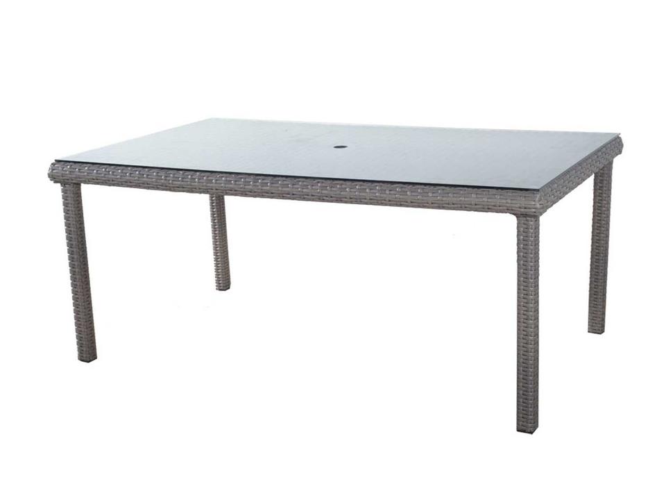 Saint Tropez 72-Inch Rectangular Wicker Outdoor Dining Table with Glass Top