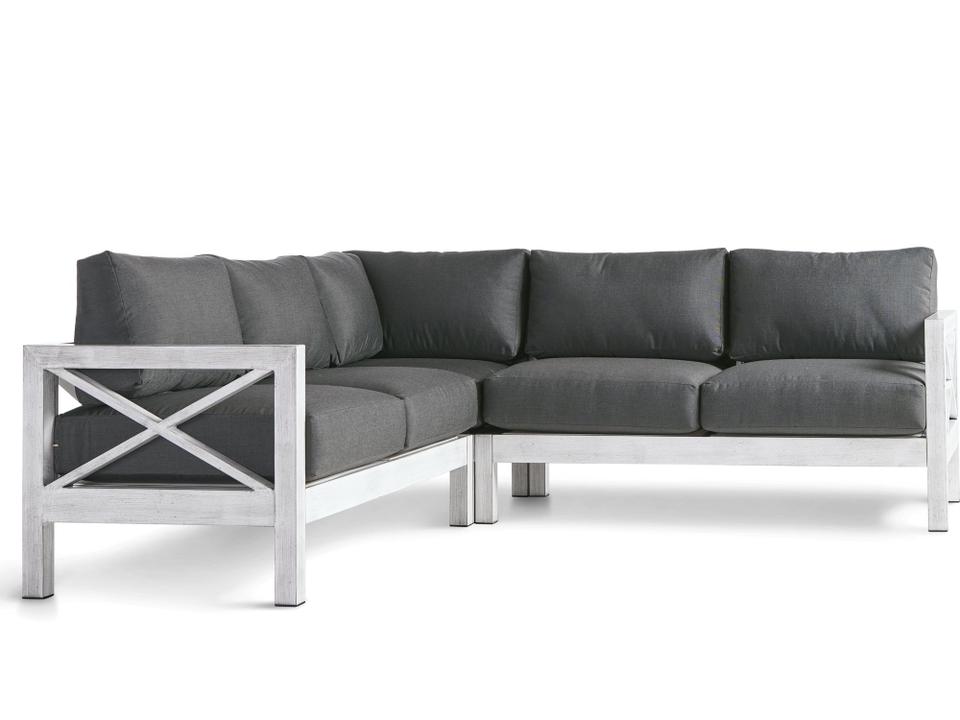 Farlowe Aluminum Brushed White Sectional Outdoor Patio Lounge Set