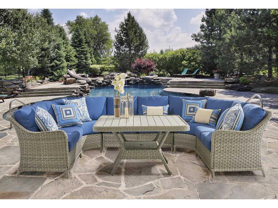 Mayfair Wicker Pebble Sectional Outdoor Patio Lounge Set