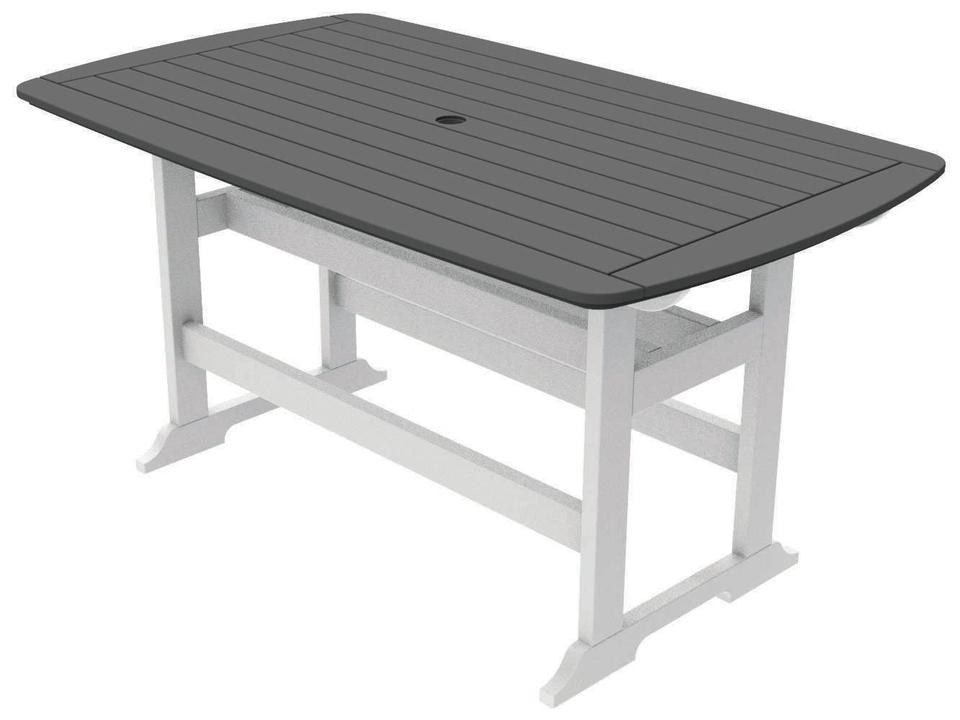 Portsmouth Rectangular Patio Counter Table in Recycled HDPE with Umbrella Hole