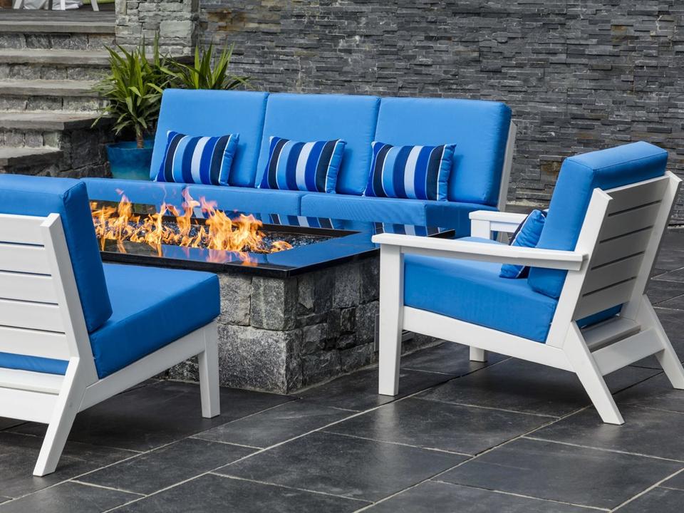 Dex Recycled Plastic Cushion Firepit Patio Lounge Set