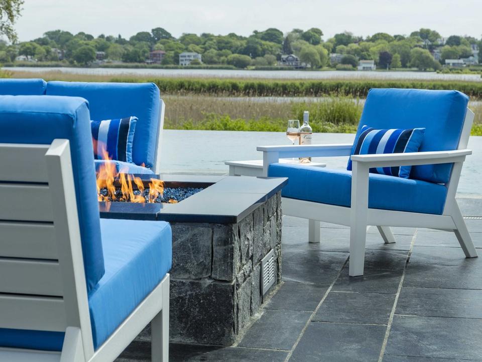 Dex Recycled Plastic Cushion Firepit Outdoor Lounge Set