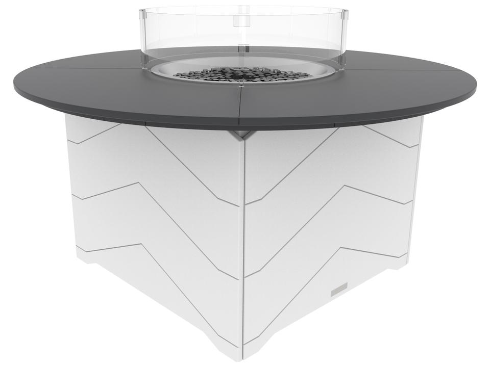 Aura 50-Inch Round Fire Table in EnviroWood and Stainless Steel