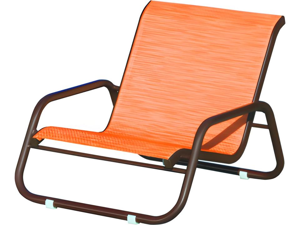 Sanibel Sling Outdoor Sand Lounge Chair in Sand with Platinum Bond Finish
