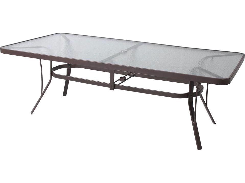 Cast Aluminum 42x76 Inch Oval Outdoor Gathering Table with Glass Top