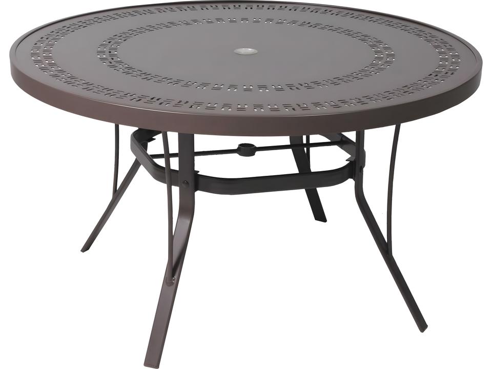 42-Inch Round Cast Aluminum Dining Table with Umbrella Hole