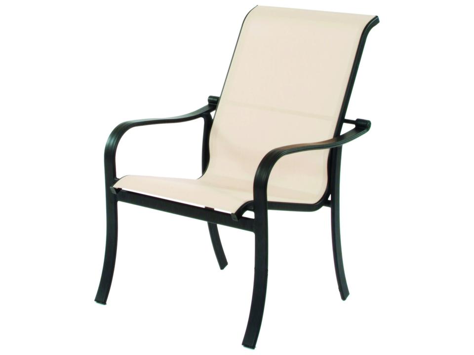 Rosetta Sling Cast Aluminum Stackable Dining Arm Chair