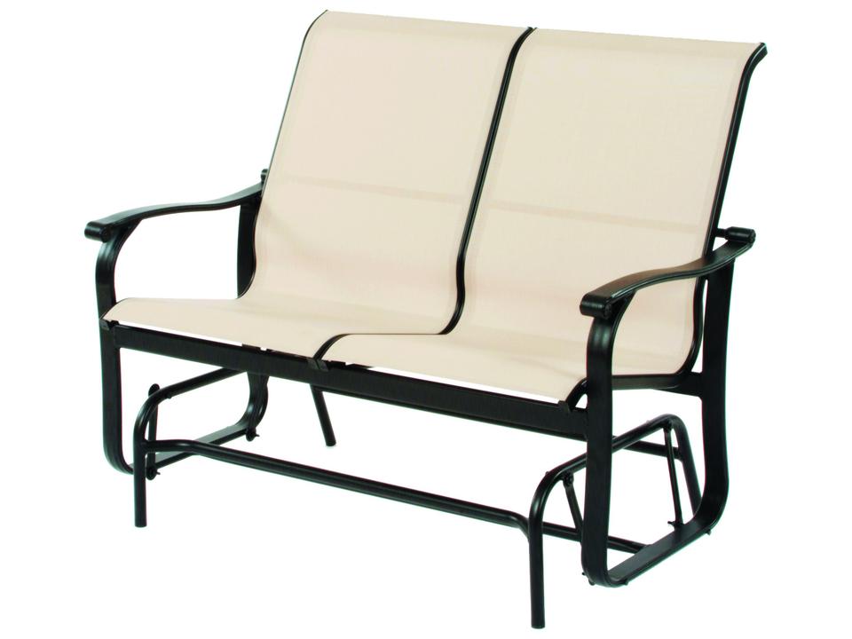 Rosetta Sling Aluminum Hi Back Glider Loveseat