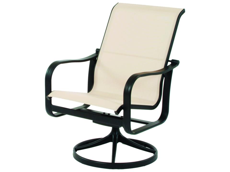Rosetta Sling Hi-Back Swivel Rocker Dining Arm Chair