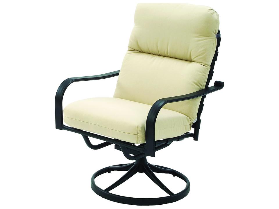 Rosetta Cushion Aluminum Hi Back Swivel Rocker Dining Chair