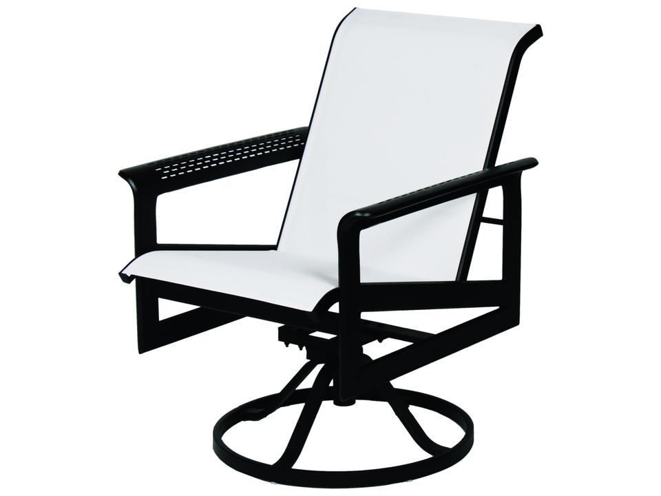 South Beach Sling Aluminum Arm Swivel Dining Chair