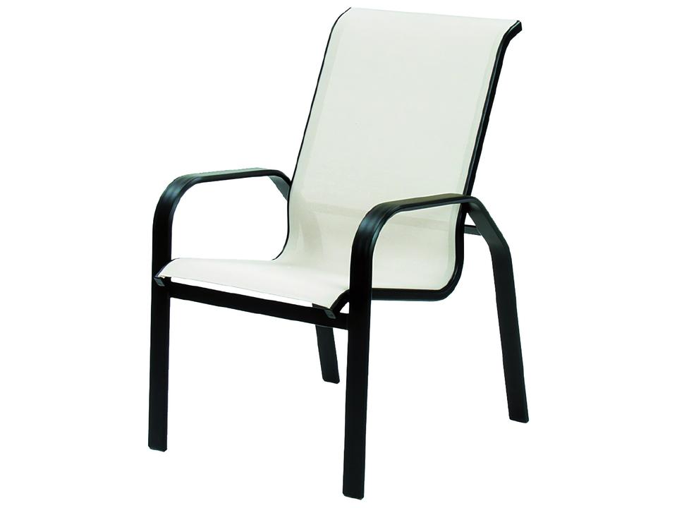 Maya Sling Extruded Aluminum High Back Dining Arm Chair