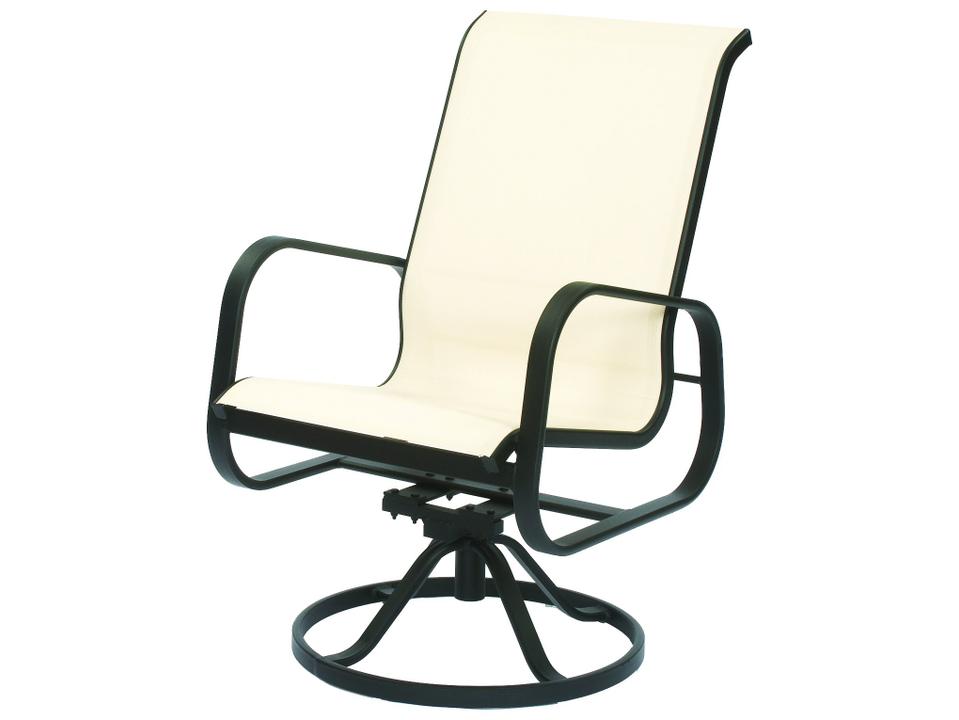 Seascape Sling Hi Back Aluminum Swivel Tilt Dining Arm Chair