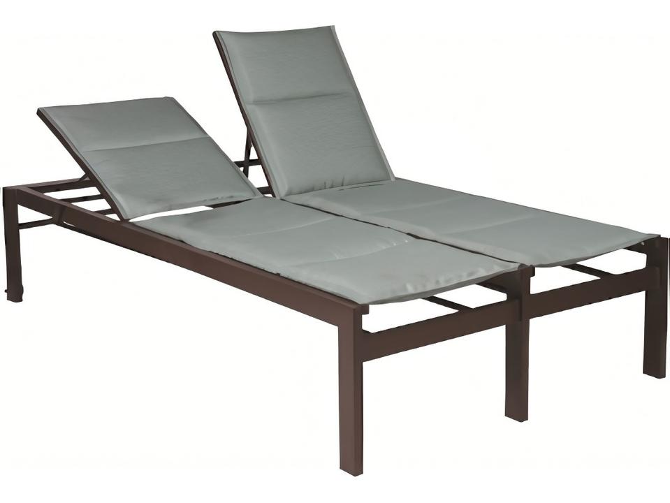 Vectra Bold Sling Cast Aluminum Double Chaise Lounge with Wheels