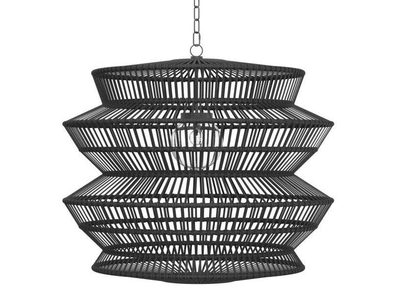 McKenna 1-Light Large Outdoor Chandelier with N-Dura Resin Wicker in Onyx