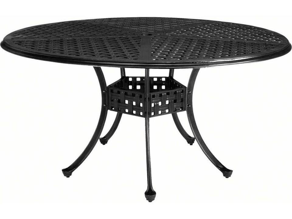 Double Lattice 48-Inch Round Cast Aluminum Dining Table