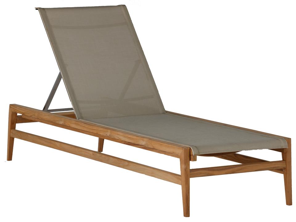 Coast Teak Armless Chaise Lounge with Oyster Heather Gray Sling