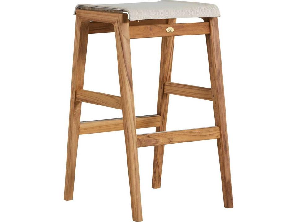Coast Teak Backless Outdoor Bar Stool with Batyline Sling in Natural Teak